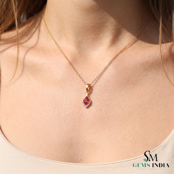 Pear Shape Ruby & Diamond Pendant – Fine Jewelry Gift For Her
