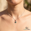 Round Emerald & Diamond Pendant With Elegant Curved Design - Fine Jewelry Gift For Her