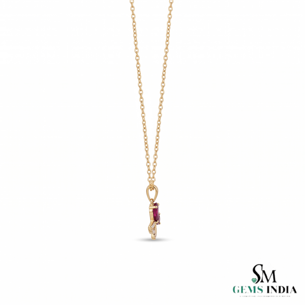 Elegant Pear Ruby Double Drop Pendant With Diamond Accents – Fine Jewelry Gift For Her