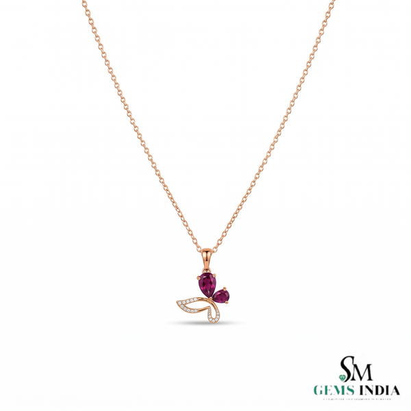 Elegant Pear Ruby Double Drop Pendant With Diamond Accents – Fine Jewelry Gift For Her