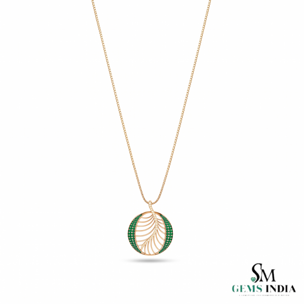 Luxury RoundEmerald & Diamond Pendant - Green Gemstone Jewelry