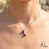 Pear Cut Ruby Pendant With Diamond - July Birthstone Jewelry