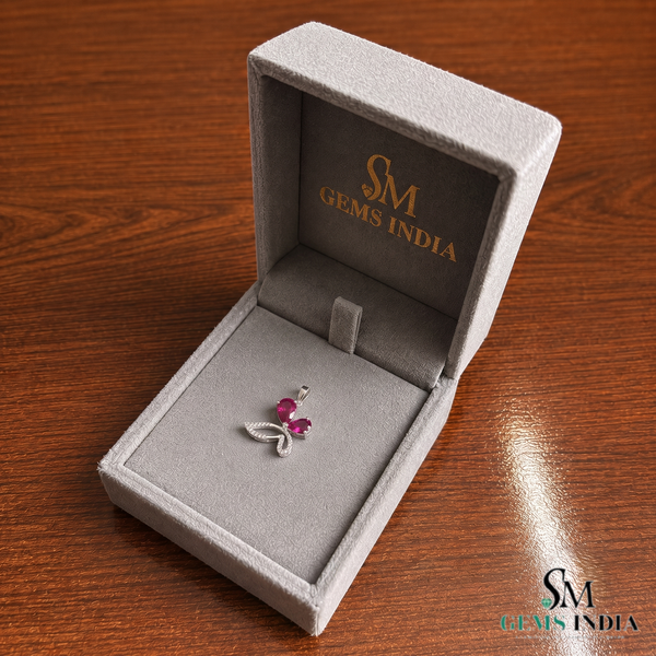 Elegant Pear Ruby Double Drop Pendant With Diamond Accents – Fine Jewelry Gift For Her