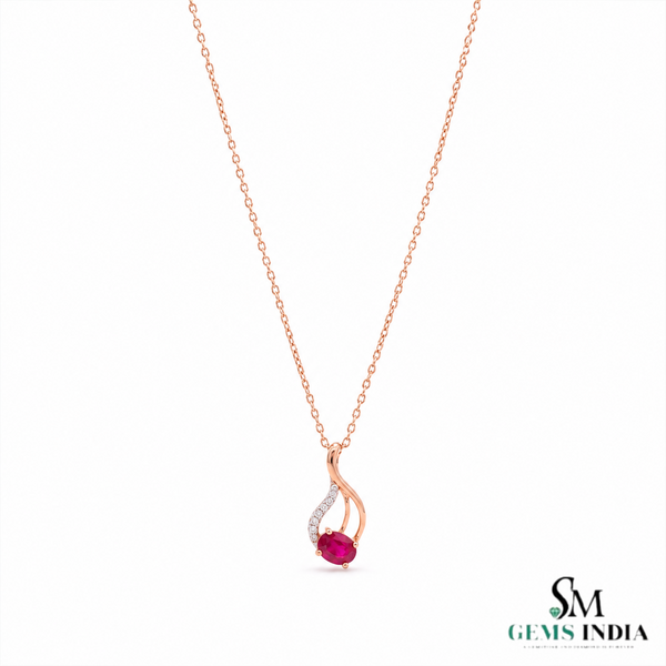 Oval Ruby & Diamond Teardrop Pendant – Sophisticated Statement Jewelry