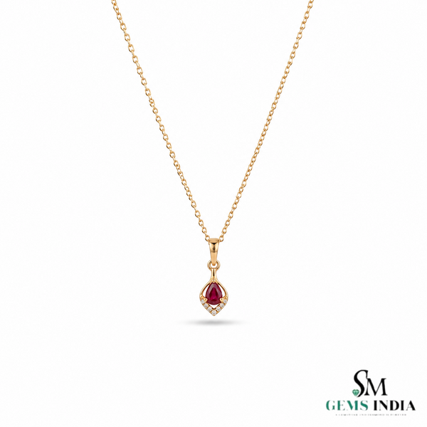 Pear Shape Ruby & Diamond Pendant – Fine Jewelry Gift For Her