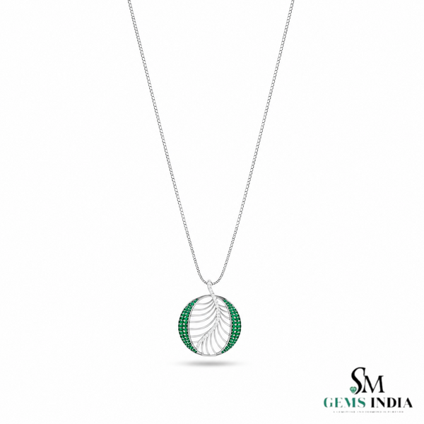 Luxury RoundEmerald & Diamond Pendant - Green Gemstone Jewelry