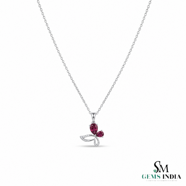 Elegant Pear Ruby Double Drop Pendant With Diamond Accents – Fine Jewelry Gift For Her