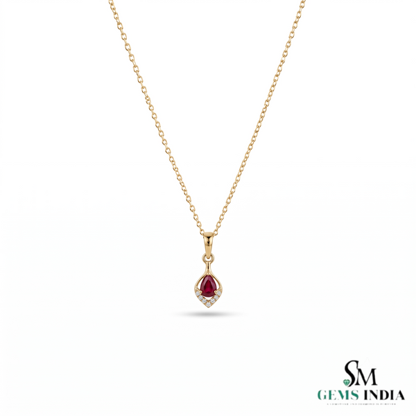 Pear Shape Ruby & Diamond Pendant – Fine Jewelry Gift For Her