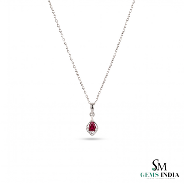 Pear Shape Ruby & Diamond Pendant – Fine Jewelry Gift For Her