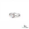 Round Opal & Diamond Wave Ring – Elegant Gemstone Jewelry for Women