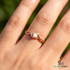 Round Opal & Diamond Wave Ring – Elegant Gemstone Jewelry for Women