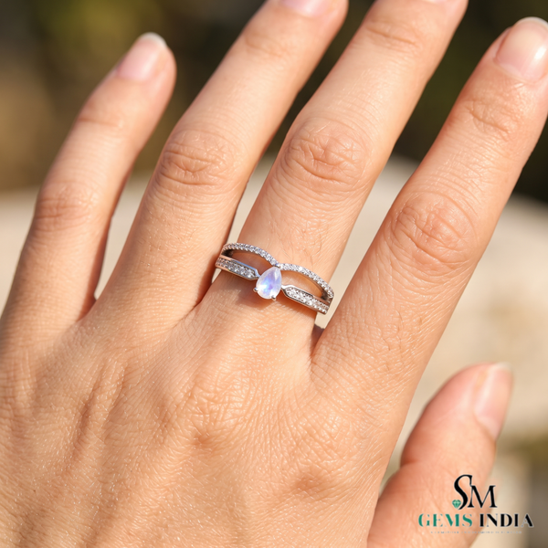 Pear cut Opal and Diamond Double Band Ring – Women's Fine Jewelry