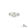 Round Opal & Diamond Wave Ring – Elegant Gemstone Jewelry for Women