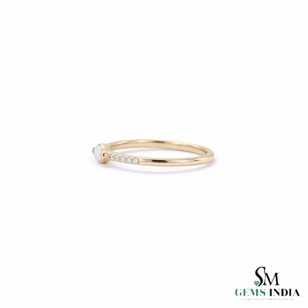 Marquise Opal Ring with Natural Diamonds – Elegant Gemstone Ring For Her