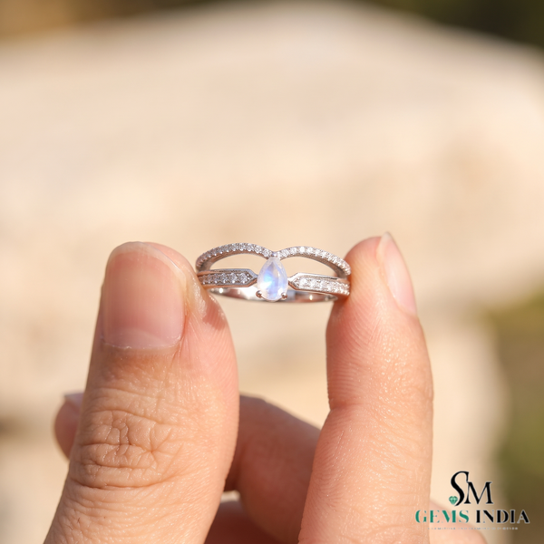 Pear cut Opal and Diamond Double Band Ring – Women's Fine Jewelry