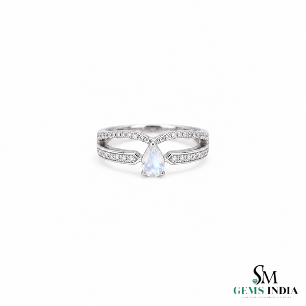 Pear cut Opal and Diamond Double Band Ring – Women's Fine Jewelry