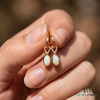 Oval Opal Drop Earrings With Diamond Heart Accent – Elegant Gold Dangle Earrings