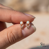 Round Opal Stud Earrings With Diamond – Luxury Fine Jewelry For Her
