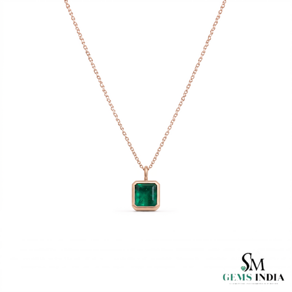 10.40 carat Modern and Elegant Natural Octagon Emerald Pendant in 14K Gold