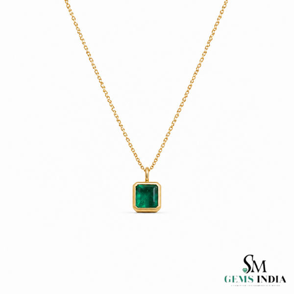 10.40 carat Modern and Elegant Natural Octagon Emerald Pendant in 14K Gold