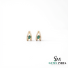 Pear Cut Emerald Green Open Teardrop stud Earrings