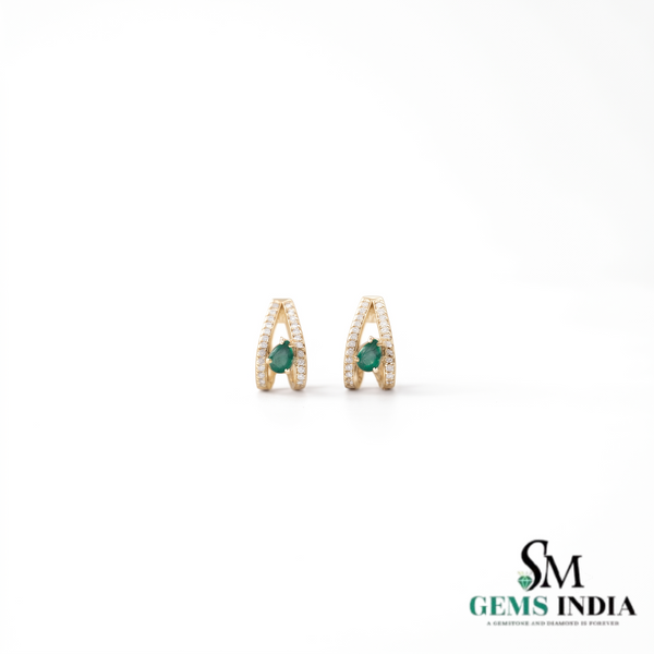 Pear Cut Emerald Green Open Teardrop stud Earrings