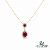 Oval Ruby & Diamond Halo Pendant - Elegant Fine Jewelry for Women