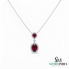 Oval Ruby & Diamond Halo Pendant - Elegant Fine Jewelry for Women