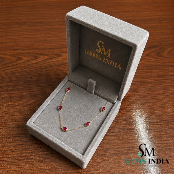 Oval Ruby Bezel Set Gold Chain Necklace - Elegant Everyday Accessory