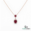 Oval Ruby & Diamond Halo Pendant - Elegant Fine Jewelry for Women