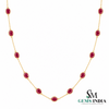 Oval Ruby Bezel Set Gold Chain Necklace - Elegant Everyday Accessory