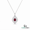 Vintage Oval Ruby & Diamond Filigree Pendant – Elegant Statement Jewelry