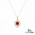 Oval Ruby & Diamond Floral Halo Pendant - Anniversary Gift for Her