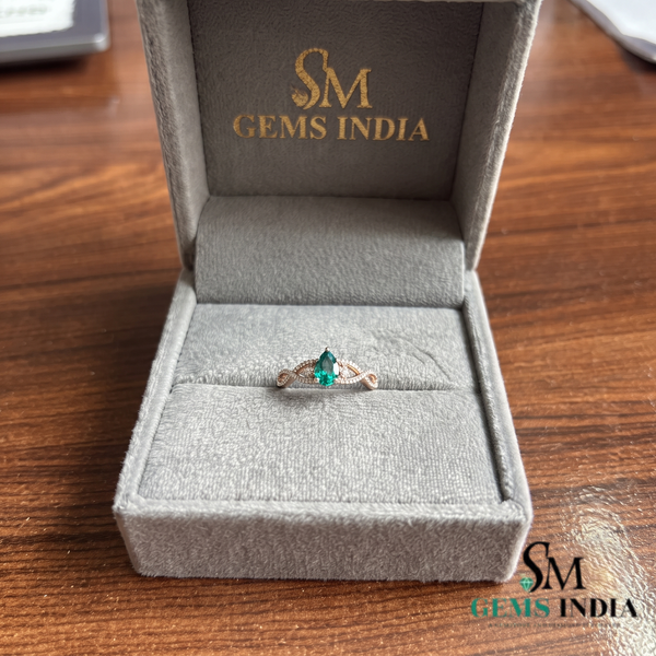 Pear Cut Emerald Green Gemstone Infinity Engagement - Green Gemstone Jewelry
