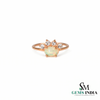 Vintage Oval Opal and Diamond Crown Ring - October Birthstone Jewelry