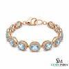Aquamarine Oval Halo Diamond Tennis Bracelet - Fine Jewelry Gift for Women