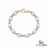 Pear Shaped Minimalist Aquamarine Link Bracelet - Anniversary Gift Bracelet for Her
