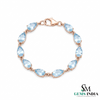 Pear Shaped Minimalist Aquamarine Link Bracelet - Anniversary Gift Bracelet for Her