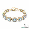 Aquamarine Oval Halo Diamond Tennis Bracelet - Fine Jewelry Gift for Women