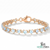 Heart-Shaped Aquamarine Link Bracelet for Women - Anniversary Gift for Her