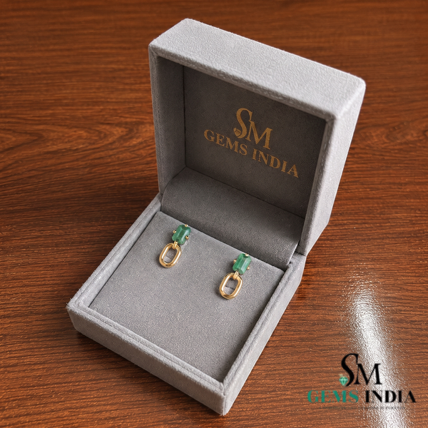 Elegant Emerald Cut Emerald Green Dangle Earrings - Luxury Emerald Earrings