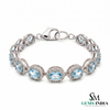 Aquamarine Oval Halo Diamond Tennis Bracelet - Fine Jewelry Gift for Women
