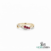Natural Ruby & Diamond Crossover Ring in 14K Gold - Gift for Her