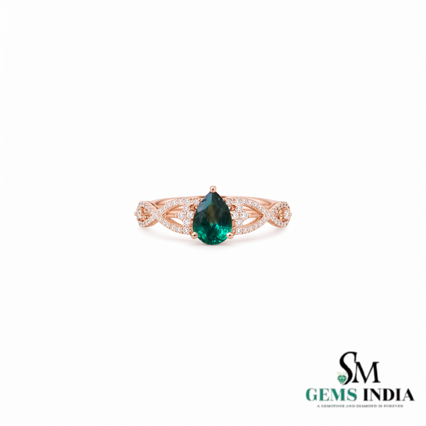 Pear Cut Emerald Green Gemstone Infinity Engagement - Green Gemstone Jewelry