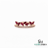 Marquise Ruby & Diamond Band Ring – Floral Vine Inspired Stackable Ring