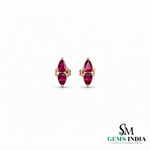 Pear Cut Ruby Stud Earrings – Double Teardrop Gemstone Earrings