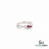 Natural Ruby & Diamond Crossover Ring in 14K Gold - Gift for Her