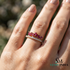 Marquise Ruby & Diamond Band Ring – Floral Vine Inspired Stackable Ring