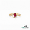 Natural Oval Ruby & Diamond Crossover Ring - Engagement Ring For Her
