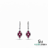 Ruby and Diamond Marquise Drop Earrings - Elegant Gemstone Jewelry for Women